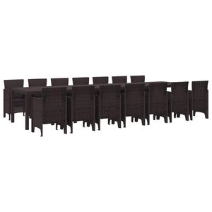 vidaXL Garden Dining Set with Cushions 15 pcs Brown PP
