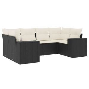 vidaXL 6 Piece Garden Sofa Set with Cushions Black Poly Rattan