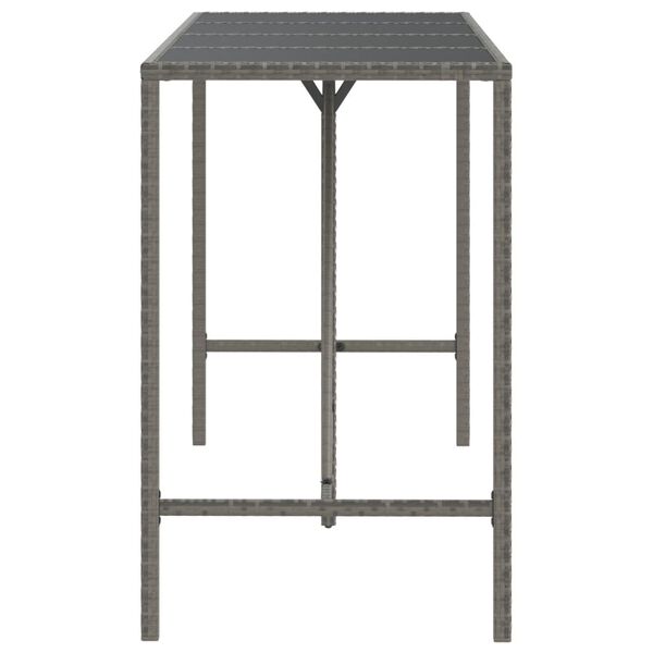 vidaXL Bar Table with Glass Top Grey 180x70x110 cm Poly Rattan