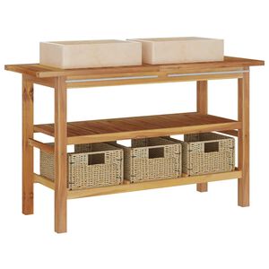 vidaXL Vanity Cabinet With Sink | Cream | Teak wood | Large
