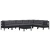 vidaXL 8 Piece Garden Lounge Set with Cushions Black Solid Pinewood