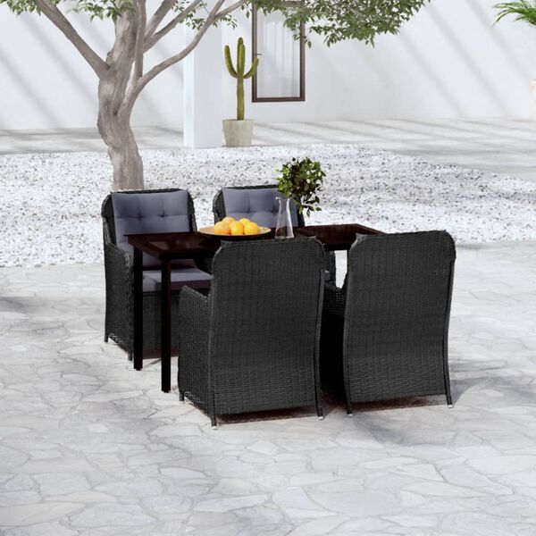 vidaXL 5 Piece Garden Dining Set Black