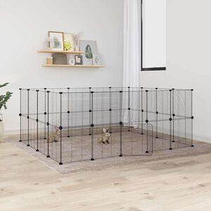 vidaXL 36-Panel Pet Cage with Door Black 35x35 cm Steel