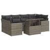 vidaXL 7 Piece Garden Sofa Set with Cushions Grey Poly Rattan