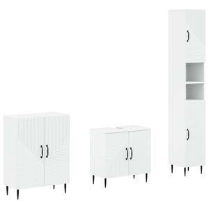 vidaXL 3 Piece Bathroom Cabinet Set HAARLEM White Engineered Wood