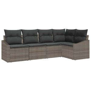 vidaXL Garden Sofa Set 5 pcs Grey Poly Rattan
