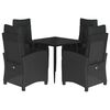 vidaXL 5 Piece Garden Dining Set with Cushions Black Poly Rattan