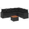 vidaXL 7 Piece Garden Sofa Set with Cushions Black Poly Rattan