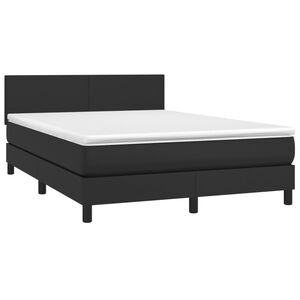 vidaXL Box Spring Bed with Mattress Black 137x187 cm Double Size Faux Leather