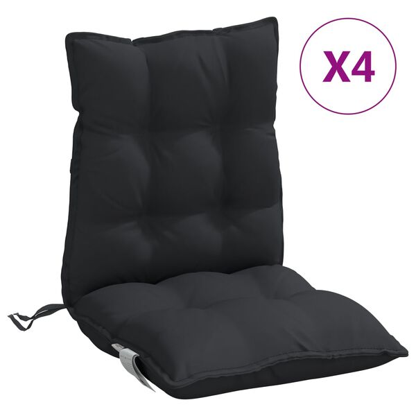 vidaXL Lowback Chair Cushions 4 pcs Black Oxford Fabric