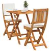 vidaXL Bistro Set with Cushion 3 pcs Oil Natural Solid Acacia Wood