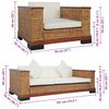 vidaXL 2 Piece Sofa Set with Cushions Brown Natural Rattan
