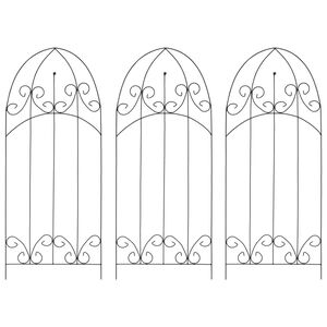vidaXL Plant Rack | Set of 3 | Black | Iron | 40x100 cm | Rustic Plant Racks