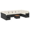 vidaXL 11 Piece Garden Sofa Set with Cushions Black Poly Rattan