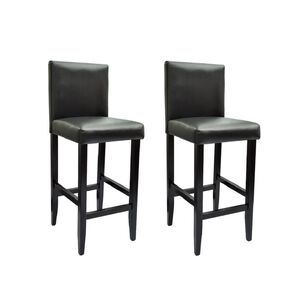 vidaXL Bar Stools 2 pcs Black Faux Leather