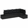 vidaXL Garden Sofa Set 5 pcs Black Poly Rattan