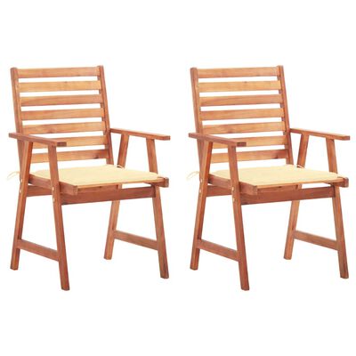 vidaXL Outdoor Dining Chairs 2 pcs with Cushions Solid Acacia Wood