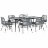 vidaXL 7 Piece Garden Dining Set with Cushions Grey Poly Rattan Glass