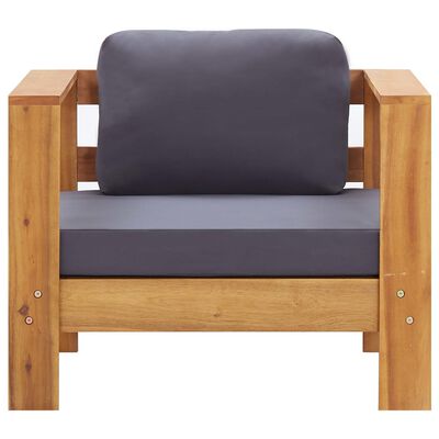 vidaXL 4 Piece Garden Lounge Set with Cushions Grey Solid Acacia Wood