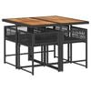 vidaXL 5 Piece Garden Dining Set with Cushions Black Poly Rattan