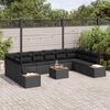 vidaXL Garden Sofa Set with Cushion 11 pcs Black Poly rattan