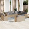 vidaXL 12 Piece Garden Sofa Set with Cushions Beige Poly Rattan