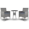 vidaXL 3 Piece Garden Dining Set Poly Rattan Grey