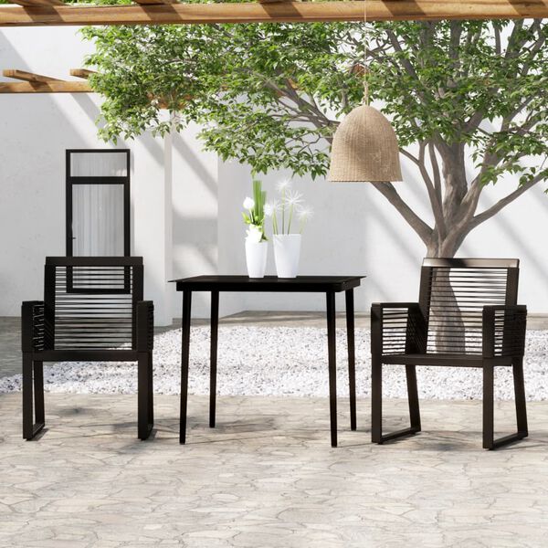 vidaXL 3 Piece Garden Dining Set Black