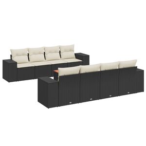 vidaXL 9 Piece Garden Sofa Set with Cushions Black Poly Rattan