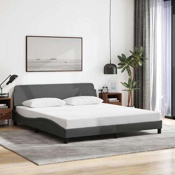 vidaXL Bed Frame "Dover" Dark Grey 180x200 cm King Fabric