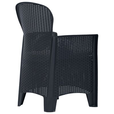 vidaXL Garden Chairs 2 pcs with Cushion Anthracite Plastic Rattan Look
