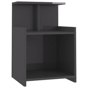 vidaXL Bed Cabinet | High gloss grey | Engineered wood | 40 x 35 x 60 cm