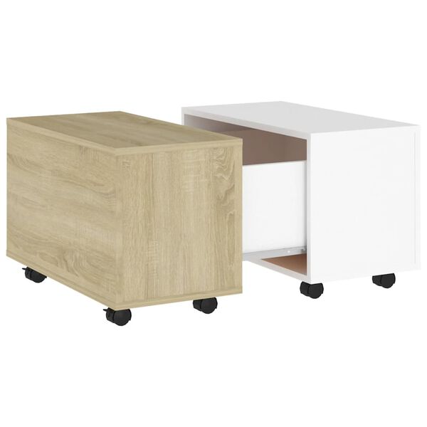 vidaXL Coffee Table White and Sonoma Oak 60x60x38 cm Engineered Wood