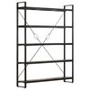 vidaXL 5-Tier Bookcase Black 140x30x180 cm Solid Mango Wood