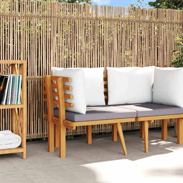 vidaXL Garden Corner Sofa with Cushions Solid Acacia Wood