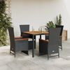 vidaXL 5 Piece Garden Dining Set with Cushions Black Poly Rattan