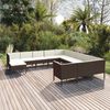 vidaXL 12 Piece Garden Lounge Set with Cushions Poly Rattan Brown