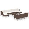 vidaXL 11 Piece Garden Lounge Set with Cushions Poly Rattan Brown