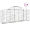 vidaXL Arched Gabion Baskets 15 pcs 200x30x80/100 cm Galvanised Iron