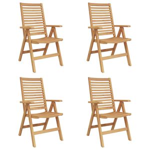 vidaXL Chair 4 pcs Brown Solid Teak Wood Convertible