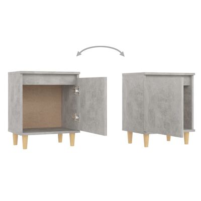 vidaXL Bed Cabinet with Solid Wood Legs Concrete Grey 40x30x50 cm
