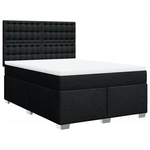 vidaXL Box Spring Bed with Mattress Black Queen Fabric