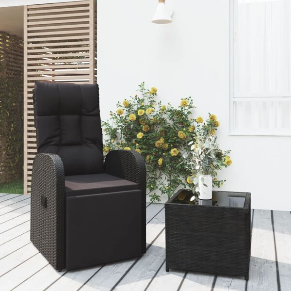 vidaXL 2 Piece Garden Lounge Set Black Poly Rattan&Steel