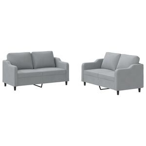 vidaXL 2 Piece Sofa Set with Cushions Light Grey Fabric