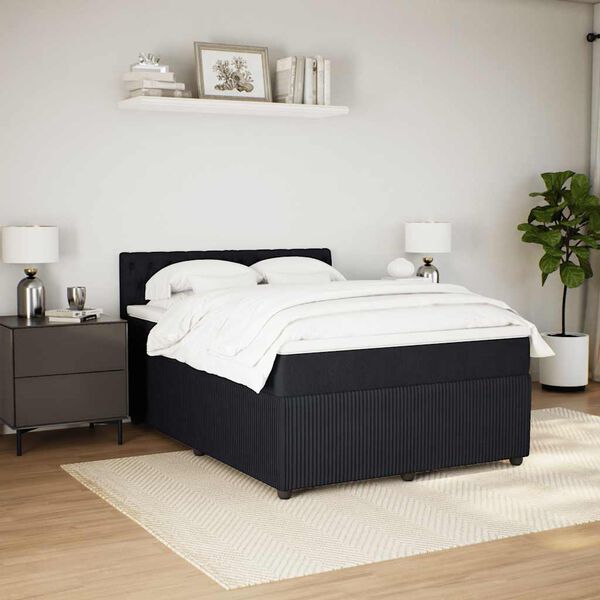 vidaXL Box Spring Bed with Mattress Black Double Velvet