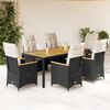 vidaXL 7 Piece Garden Dining Set with Cushions Black Poly Rattan