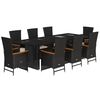 vidaXL 9 Piece Garden Dining Set with Cushions Black Poly Rattan