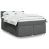 vidaXL Box Spring Bed with Mattress Dark Grey Queen Fabric