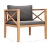 vidaXL Garden Chair with Grey Cushions Solid Wood Teak