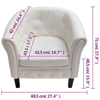 Vidaxl Tub Chair White Faux Leather, How To Clean Faux White Leather Chairs